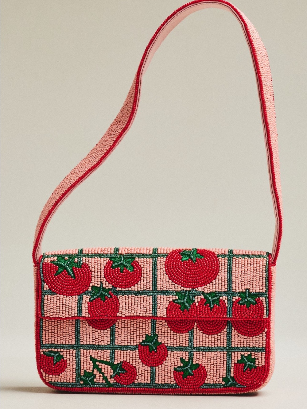 Anthropologie Fiona Beaded Bag Tomato